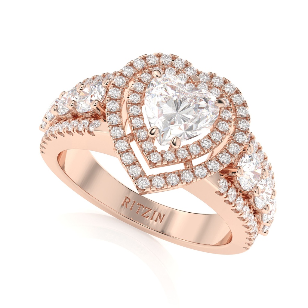 Heart Cut Diamond Double Halo Engagement Ring For Her