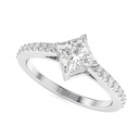 Princess Cut Diamond Solitaire With Accents Engagement Ring for Women