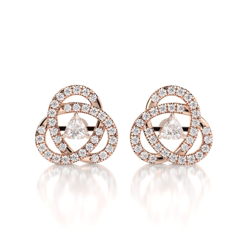Trillion Cut Diamond Twisted Stud Earrings For Women