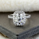 Cushion Moissanite Ring/ Cushion Cut Moissanite Halo Ring/ Colorless Moissanite Half Eternity Ring/ Best Ring For Propose To Girlfriend