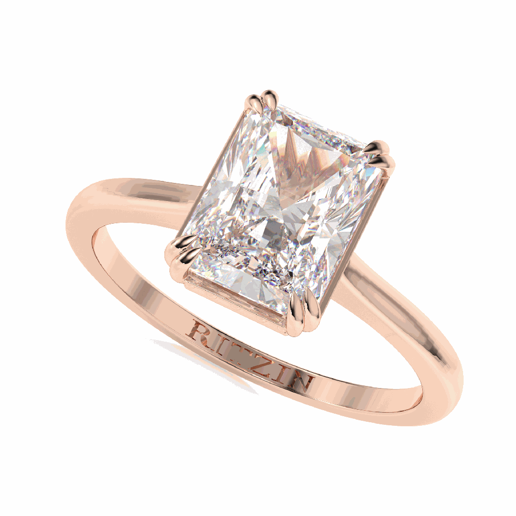 Radiant Cut Diamond Hidden Halo Engagement Ring for Women