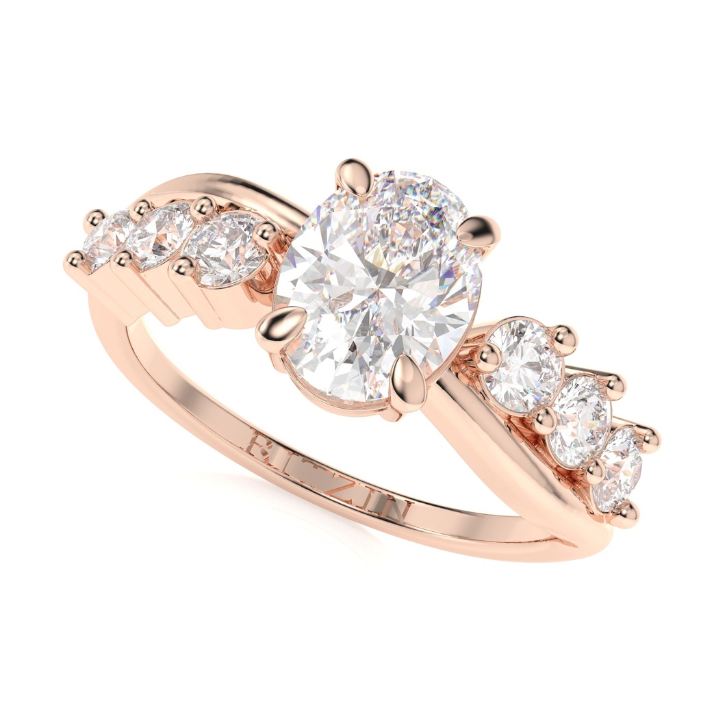Oval Cut Diamond Solitaire With Accents Engagement Ring for Women