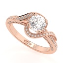 Round Cut Diamond Twisted Hidden Halo Engagement Ring for Women