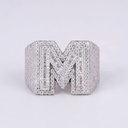 Round and baguette cut lab grown hip hop custom letter ring for men or women