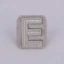 Hip hop diamond ring crafted in 14 kt white gold custom letter ring with vvs clarity diamonds