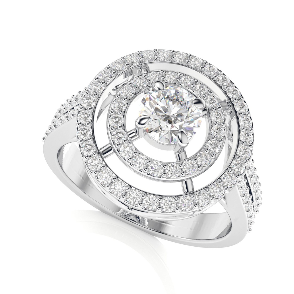 Round Cut Diamond Double Halo Engagement Ring For Her