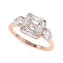 1.50ctAsscher Cut Diamond 3 Stone Engagement Ring for Women
	