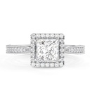 Princess Cut Engagement Ring, 14k Gold Diamond Ring, Princess cut ring Halo Ring for women,