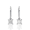 2.00ct Princess Cut Diamond Dangle Huggie Hoop Earrings For Women