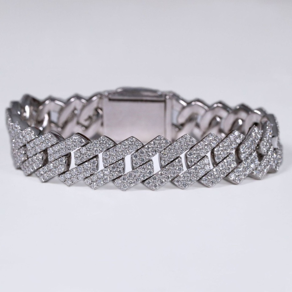 Hip hop diamond cuban bracelet for men crafted in 14 kt white gold lab grown diamonds