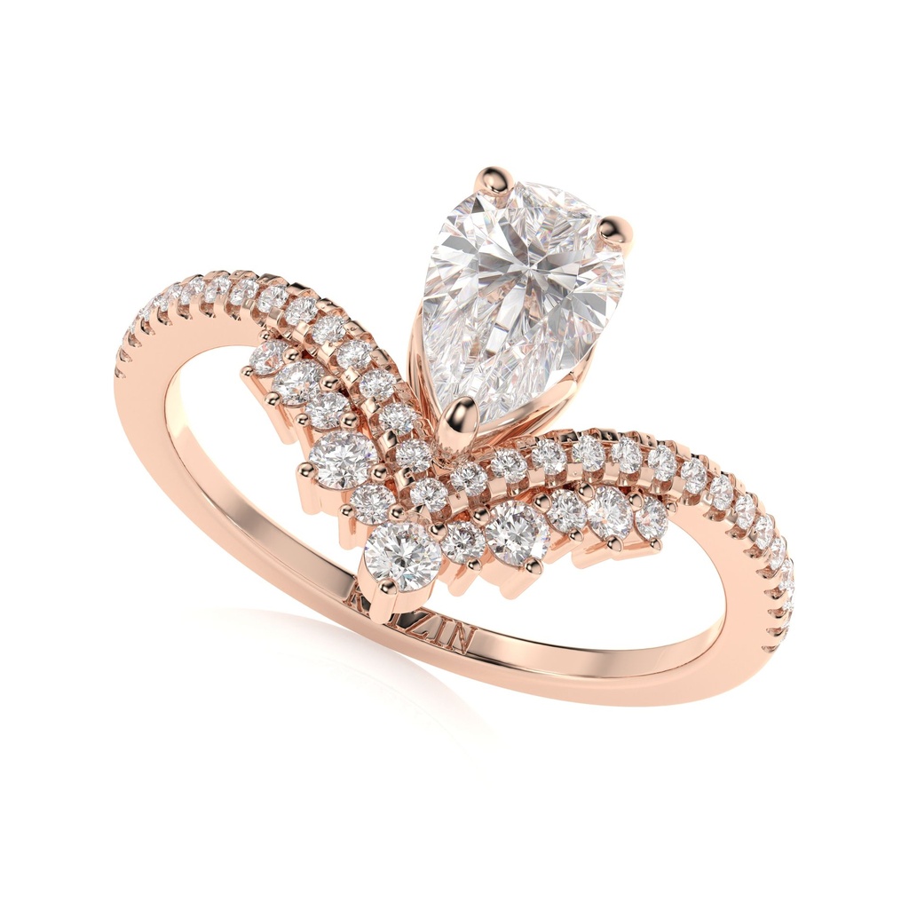 Pear Cut Diamond Unique Style Engagement Ring for Women