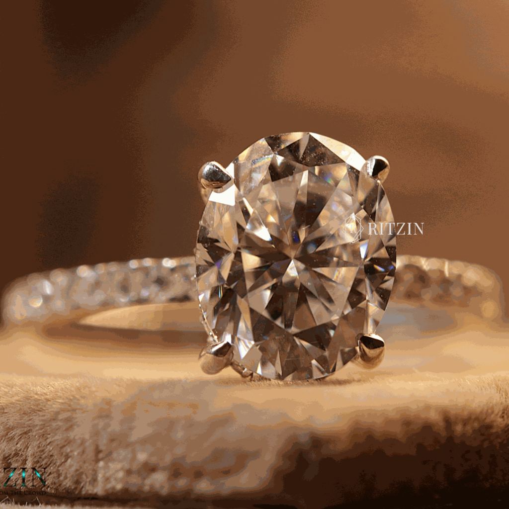Oval Cut Diamond Hidden Halo Style Engagement Ring For Women