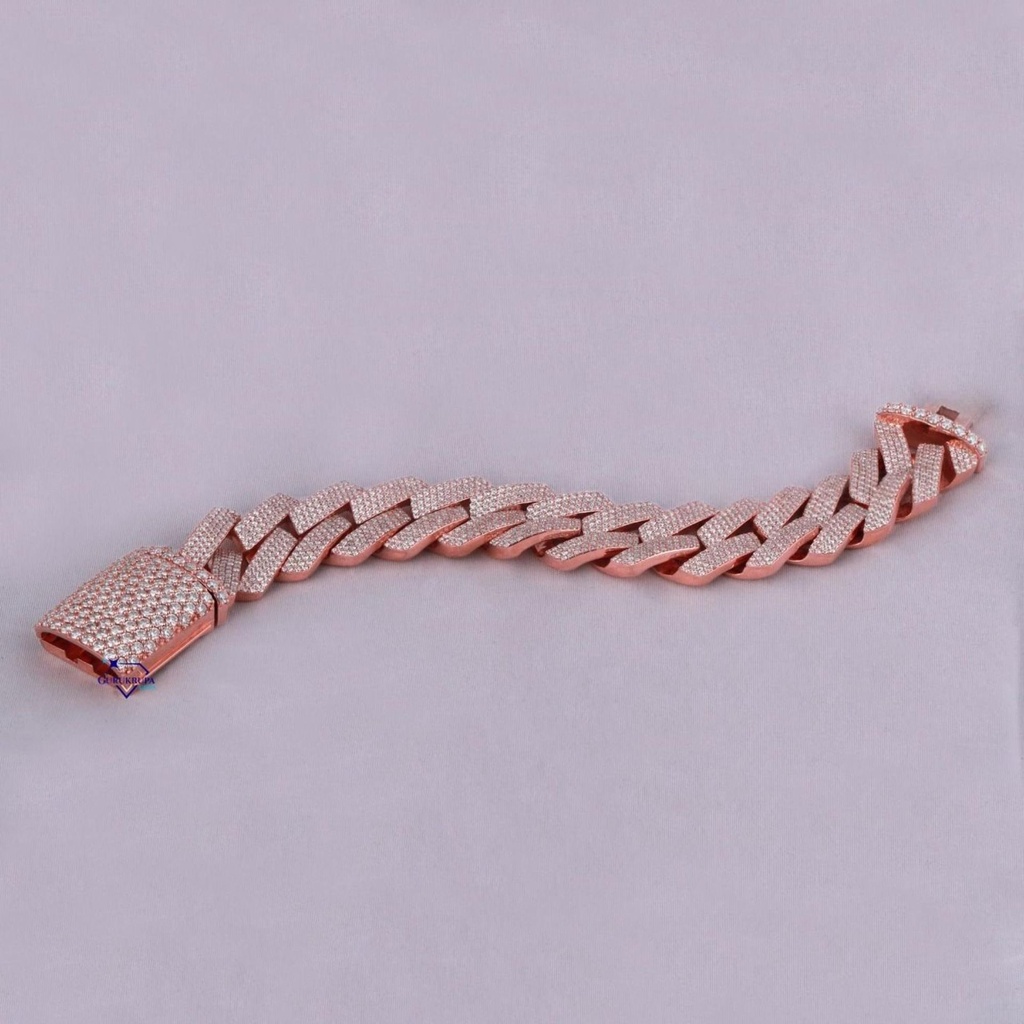 Hip Hop classic unisex diamond bracelet boasting vvs clarity in 14 kt rose gold with lab grown diamonds
