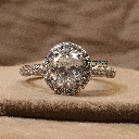 Oval And Round Cut Halo With Accent Engagement Ring For Women