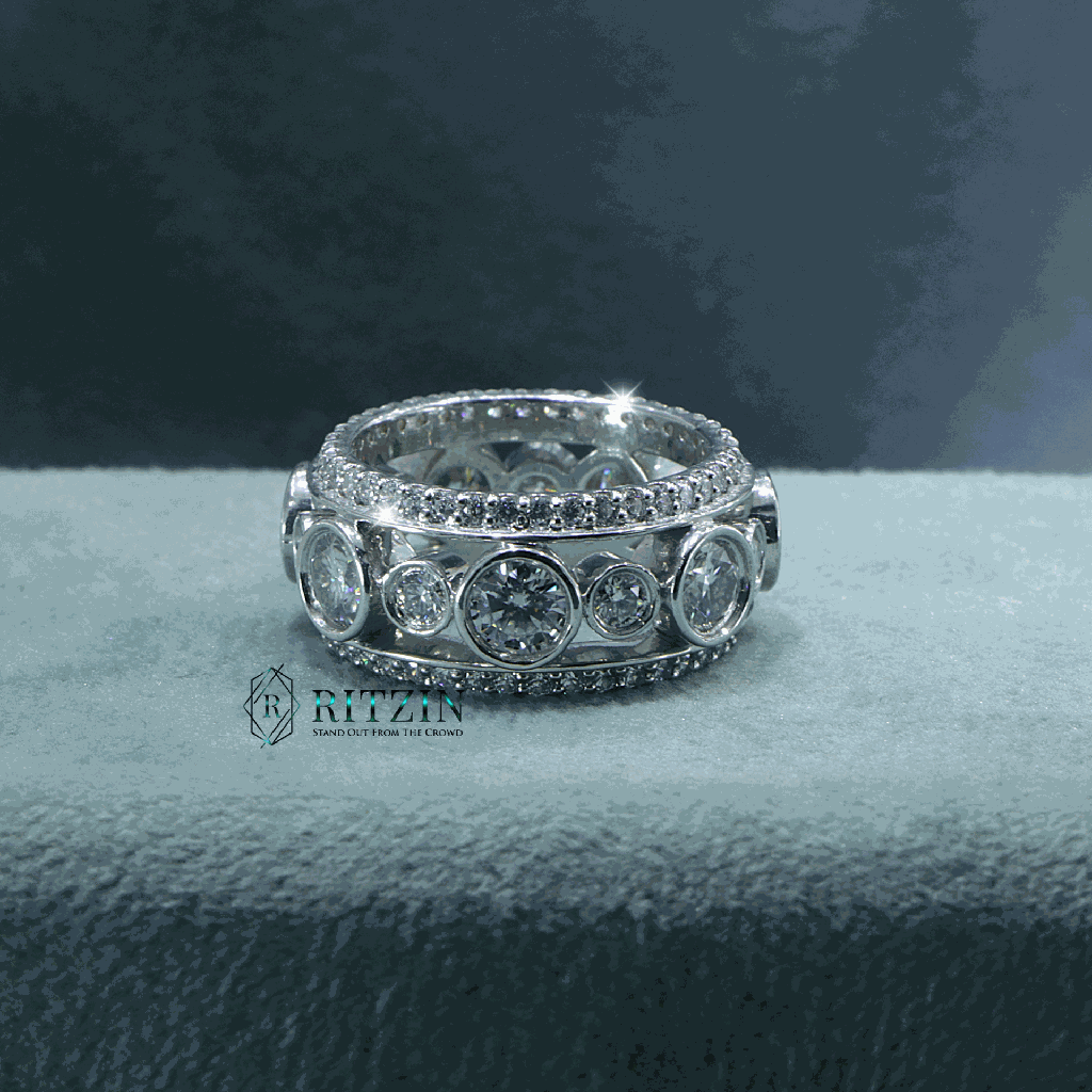 Round Cut Diamond Full Eternity Heavy Wedding Band For Women 