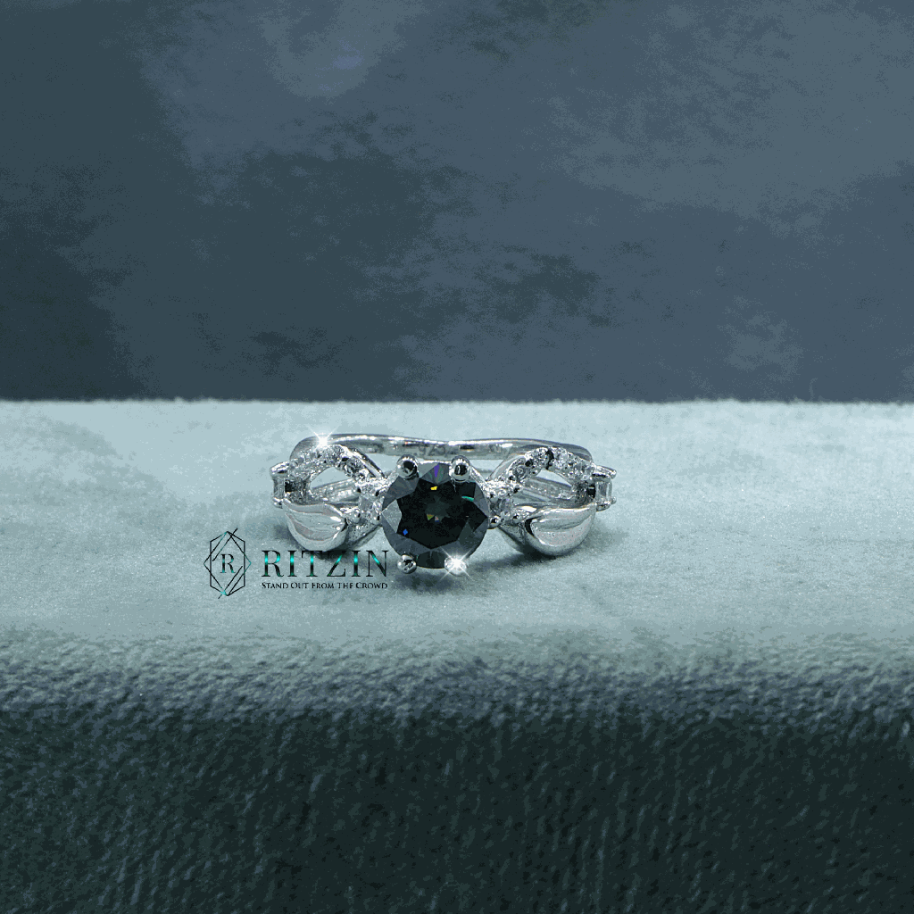 Green Round Cut Diamond Twisted Style Engagement Ring For Women 