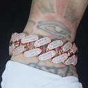 Rose Gold Cuban Link Bracelet | Iced Out Bracelet | Rose Gold Baguette Diamond Bracelet | Hip Hop Bracelet | Big Cuban Bracelet