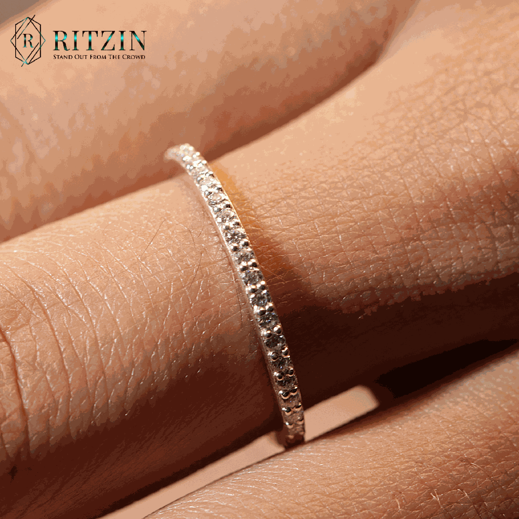 Round Cut Diamond Half Eternity Wedding Band For Women