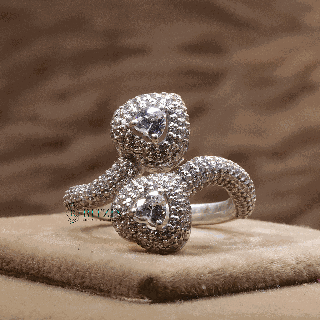 Heart And Round Cut Diamond Toi Et Moi Style Engagement Ring For Women