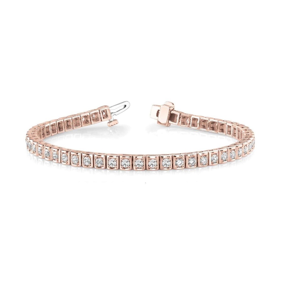 Round Cut Diamond Barbara In Line Prong Set Tennis Bracelet For Women