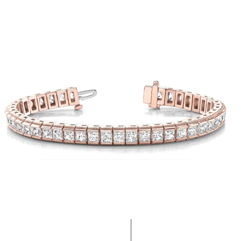 Princess Cut Diamond Daisy In Line Bar Set Tennis Bracelet For Men