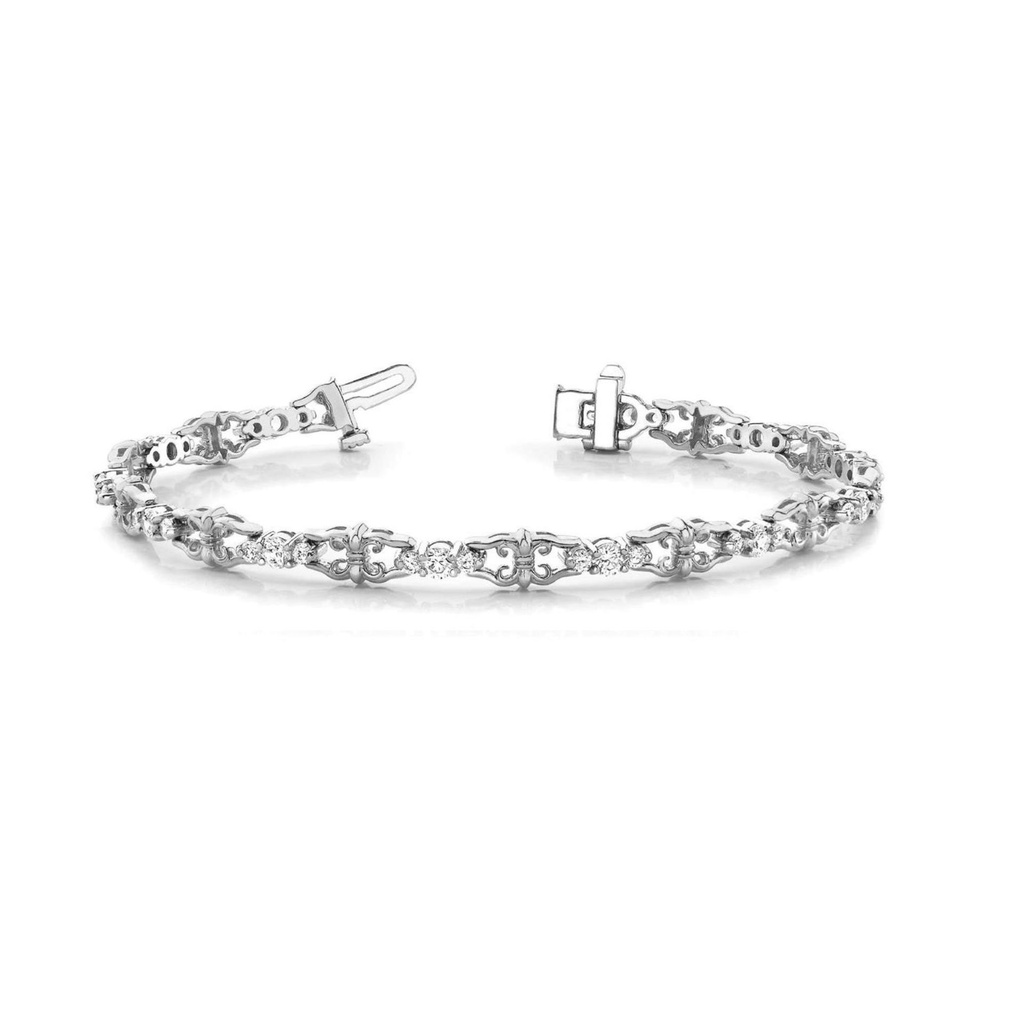 Round Cut Diamond Unique Style Three Stone Tennis Bracelet For Women