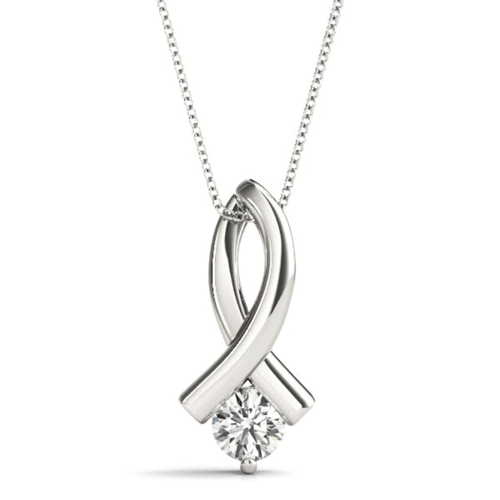 4.00MM Round Cut Diamond Eterna Ribbon With Charm Pendant For Women