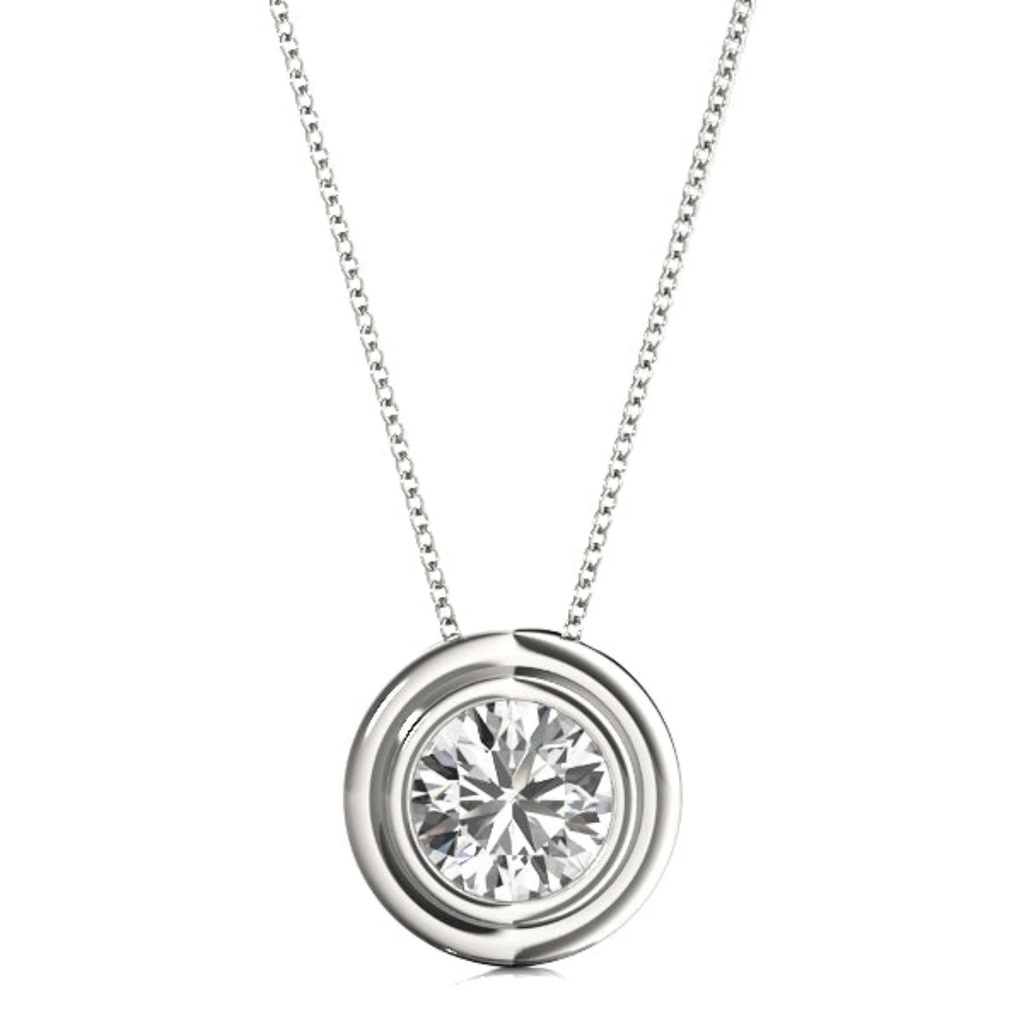 7.00MM Round Cut Diamond Regalia Bezel Charm Pendant For Women