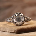 Round Cut Diamond Halo With Split Shank Style Anniversary Ring for Her/Women
