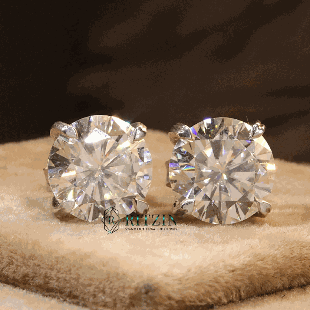 2.00CT Round Cut Diamond Stud Erarings For Women Push Back Stud Earrings