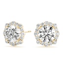 Round Cut Diamond With Floral Style Stud Earring For Women