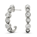 Round Cut Diamond J-Hoop Earring For Women 