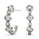 Round Cut Diamond With Bezel Set J-Hoop Earring For Women
