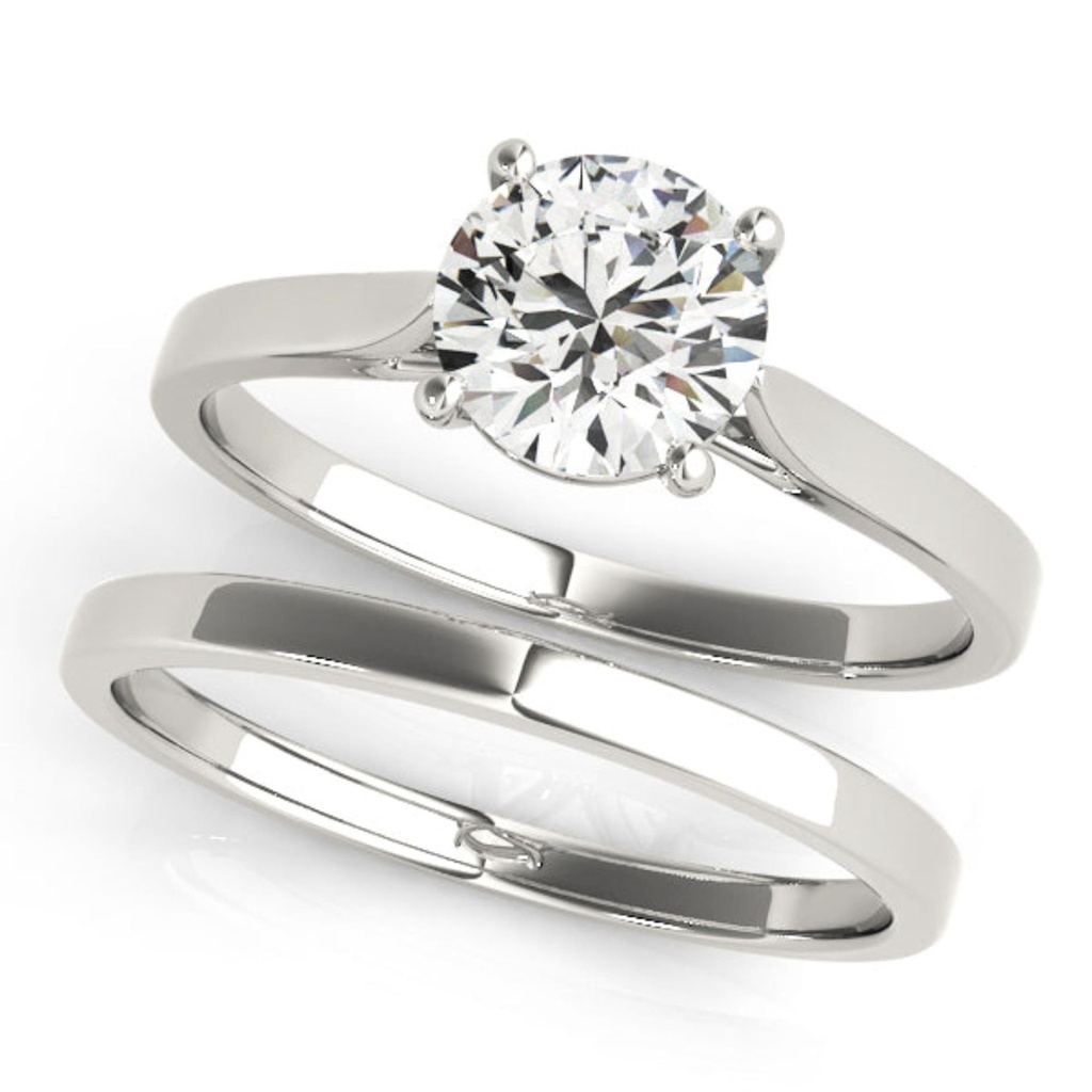 Round Cut Diamond Solitaire With Bridal Set Engagement Ring For Women