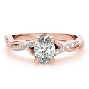Oval And Round Cut Diamond Solitaire With Accent Style Twisted Engagement Ring For Women