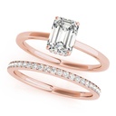 Emerald And Round Cut Diamond Bridal Set Engagement Ring For Women