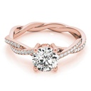 Round Cut Diamond Solitaire With Accent Twisted Engagement Ring For Women