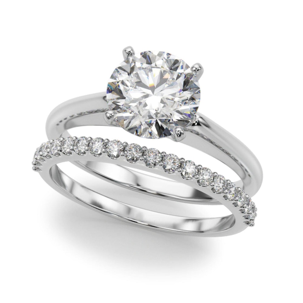 Round Cut Diamond Bridal Set Engagement Ring For Women