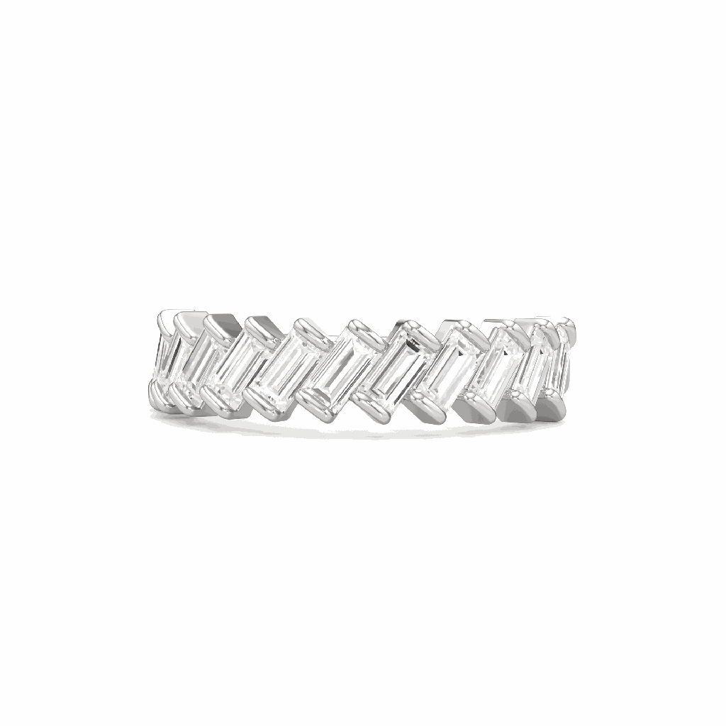 Baguette Cut Diamond Half Eternity Style Engagement Band For Women