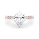 Pear And Baguette Cut Diamond Solitaire With Accent Style Engagement Ring For Women
