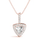 Trillion And Round Cut Diamond Halo Pendant Necklace For Women