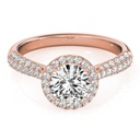 Round Cut Diamond Halo With Accent Style Engagement Ring For Women