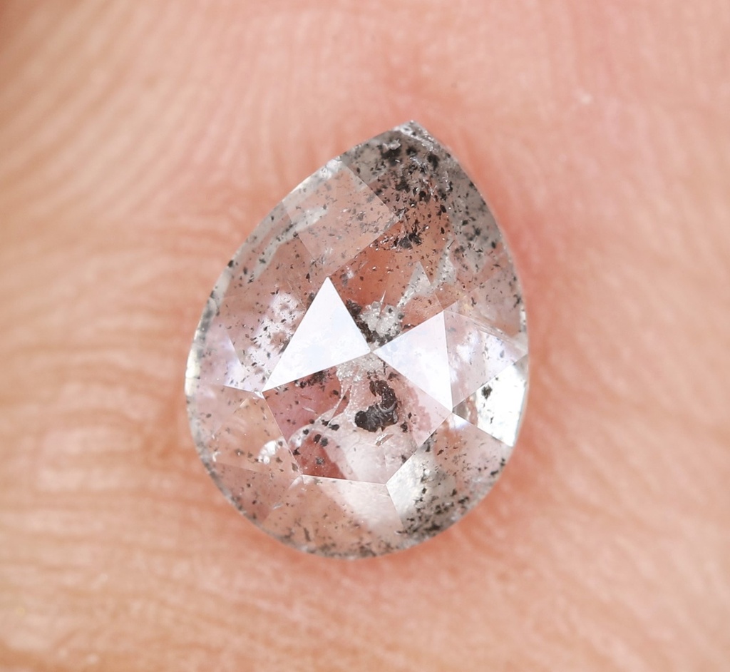 0.49 Ct, 6.0 X 4.6 X 2.1 MM, Natural Loose Diamond Salt And Pepper Pear Shape Diamond, Salt And Pepper Diamond Ring, Rustic Diamond, DG5676