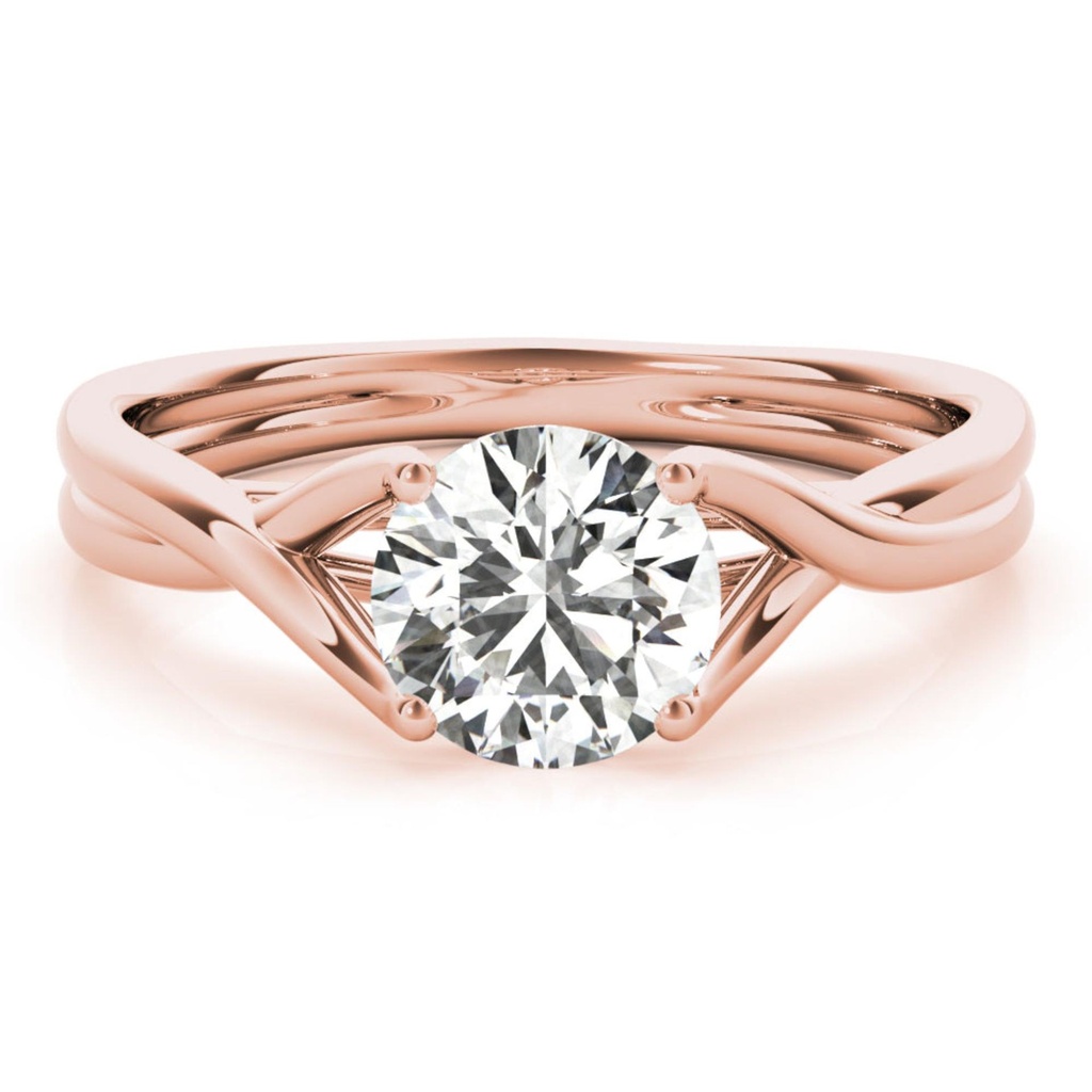 Round Cut Diamond Solitaire Criss Cross Style Engagement Ring For Women