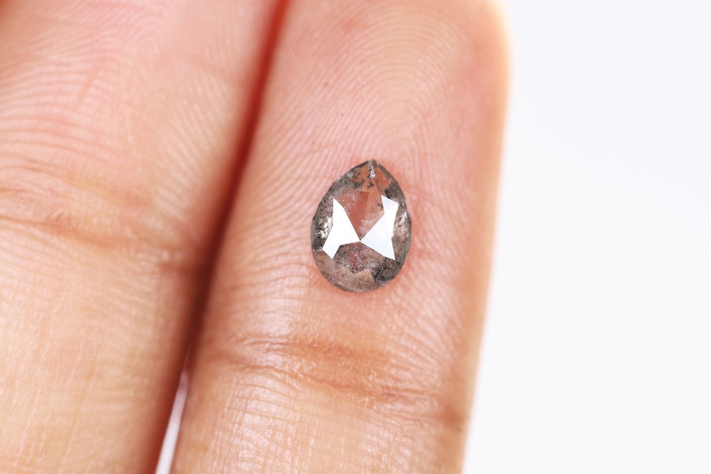 0.74 Ct, 7.1 X 5.4 X 2.3 MM, Natural Rustic Diamond Fancy Salt And Pepper Pear Shape Diamond For Wedding Jewelry, Mine Cut Diamond, DG7704