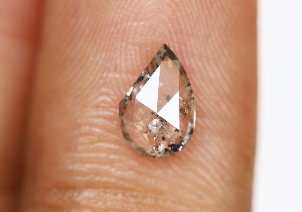 0.52 Ct, 7.4 X 4.9 X 1.8 MM, Natural Loose Diamond Salt And Pepper Pear Shape Polished Diamond, Antique Diamond, Gray Diamond Ring, DG7407