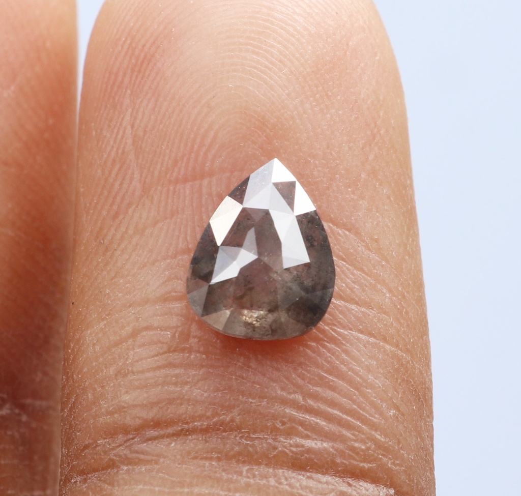 0.96 Ct 7.3 X 5.7 X 2.7 MM, Natural Loose Diamond Salt And Pepper Pear Shape Faceted Diamond, Salt And Pepper Diamond Ring, Dwarkesh, DG2128
