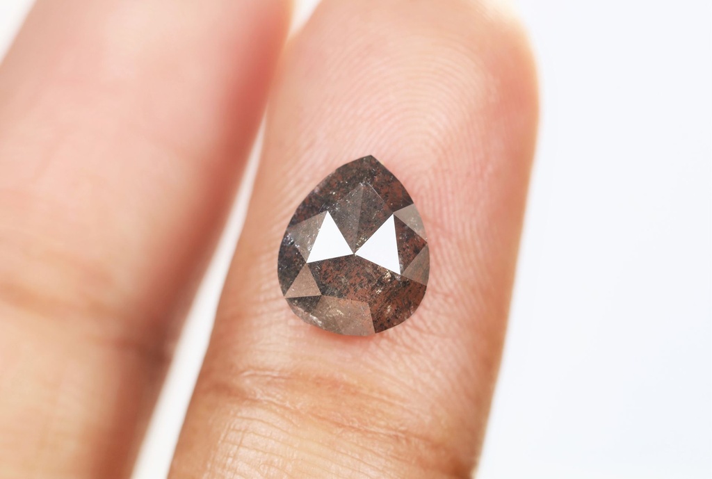 1.90 Ct, 8.9 X 7.5 X 3.0 MM, Natural Loose Diamond Black Salt And Pepper Pear Shape Diamond, Polished Black Diamond Ring, Dwarkesh, DG8131