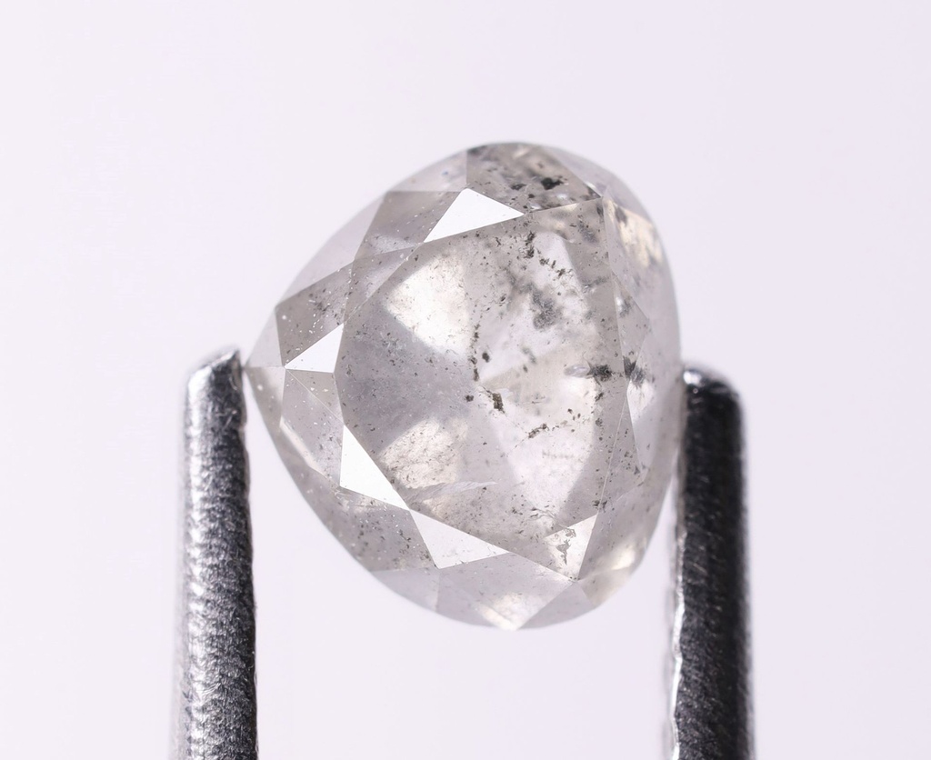 0.92 Ct, 5.2 X 5.8 X 3.7 MM, Natural Loose Diamond Gray Salt And Pepper Pear Shape Rose Cut Diamond, Real Crystal Ring, Birthstone, DG9638
