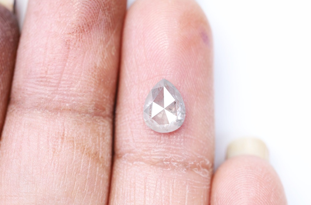 0.75 Ct, 6.9 X 5.4 X 2.7 MM, Natural Polished Gray Salt And Pepper Color Pear Shape Beautiful Faceted Diamond, Antique Diamond Jewelry, C155